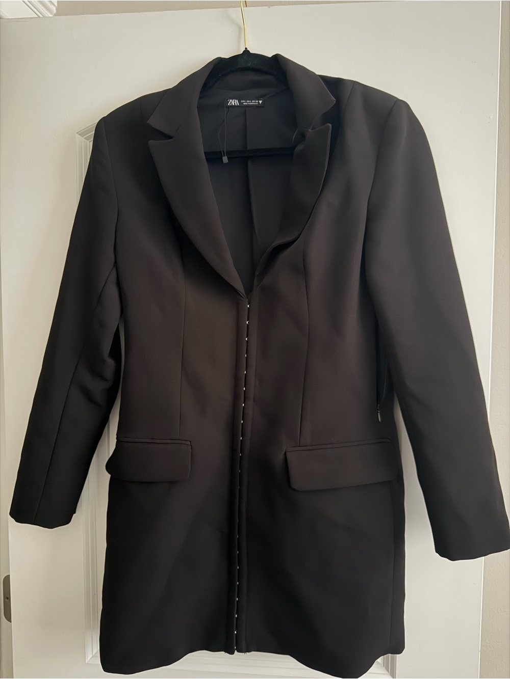 Zara - Black Long Tailored Blazer Dress LRG
